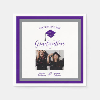 Elegant purple caps graduation  2 photo  serviette