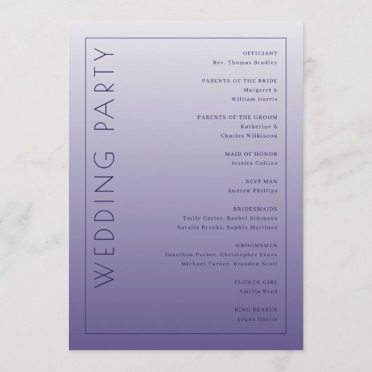 Elegant Purple Ceremony Program Programm (Rückseite)