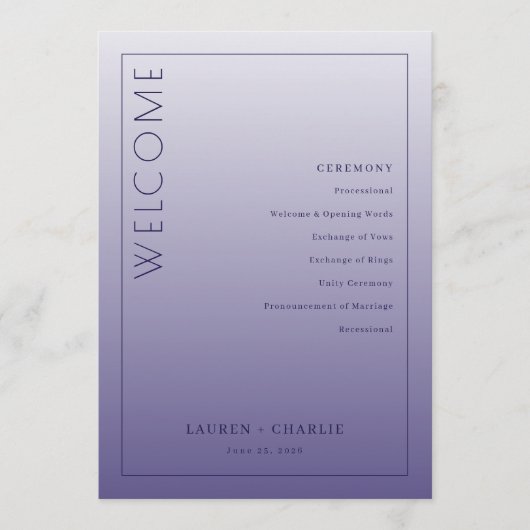 Elegant Purple Ceremony Program Programm (Vorderseite)