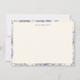 Elegant Purple Cosmos Floral Personalized Notecard Mitteilungskarte