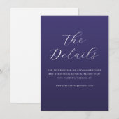 Elegant Purple Cursive Wedding Details Card Begleitkarte (Vorne/Hinten)