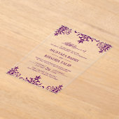 Elegant Purple Damask Islamic Wedding Acryleinladungen (Ablage )