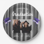 Elegant purple double graduation  2 photo  pappteller (Vorderseite)