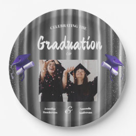 Elegant purple double graduation  2 photo  pappteller