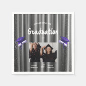 Elegant purple double graduation  2 photo  serviette (Vorderseite)