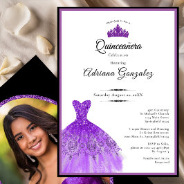 Elegant Purple Dress 15th Birthday Quinceanera Einladung