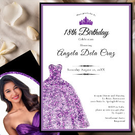 Elegant purple dress 18th birthday debut einladung