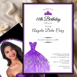 Elegant purple dress 18th birthday debut einladung