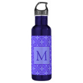 Elegant Purple Filigree Pattern Monogram Edelstahlflasche (Vorderseite)