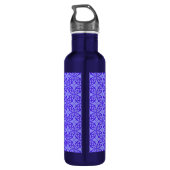 Elegant Purple Filigree Pattern Monogram Edelstahlflasche (Rückseite)