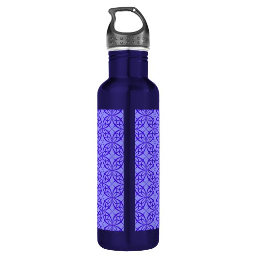 Elegant Purple Filigree Pattern Monogram Edelstahlflasche (Rückseite)