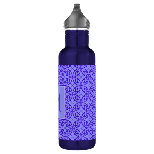 Elegant Purple Filigree Pattern Monogram Edelstahlflasche (Rechts)