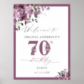 Elegant Purple Floral 70th Birthday Welcome Poster (Vorne)