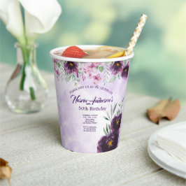 Elegant Purple Floral Birthday Invitation Pappbecher