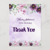 Elegant Purple Floral Birthday Invitation Postkarte (Vorderseite)