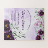 Elegant Purple Floral Birthday Invitation Puzzle (Horizontal)