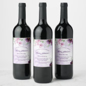 Elegant Purple Floral Birthday Invitation Weinetikett (Flaschen)
