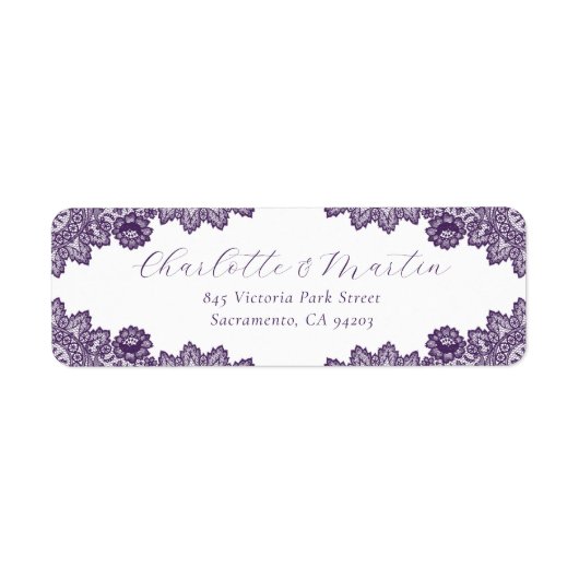 Elegant Purple Floral Lace Return Address (Vorne)