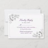 Elegant Purple Floral RSVP Karte (Vorderseite)