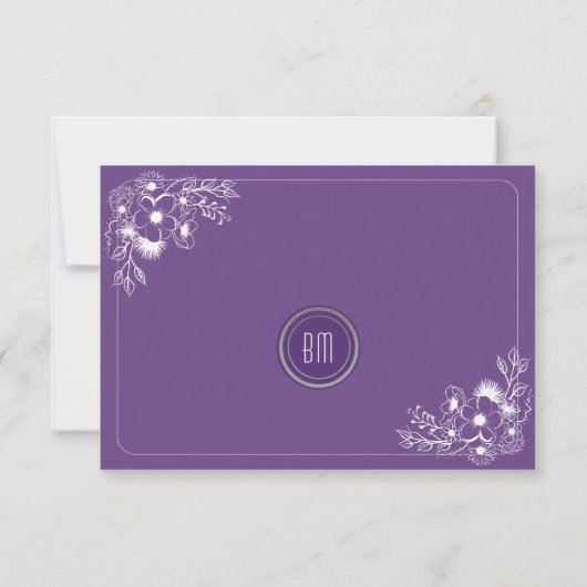Elegant Purple Floral RSVP Karte (Rückseite)