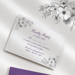Elegant Purple Floral RSVP Karte