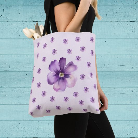 Elegant Purple Floral Watercolor Tasche