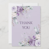 Elegant Purple Floral Wedding  Dankeskarte (Vorderseite)