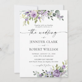 Elegant Purple Floral Wedding Invitation Einladung