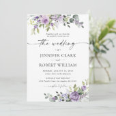Elegant Purple Floral Wedding Invitation Einladung (Stehend Vorderseite)