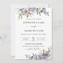 Elegant Purple Floral Wedding Invitation