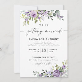 Elegant Purple Floral Wedding Invitation Einladung