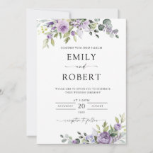 Elegant Purple Floral Wedding Invitation