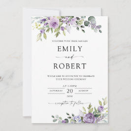 Elegant Purple Floral Wedding Invitation Einladung