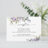 Elegant Purple Floral Wedding Reception  Begleitkarte (Stehend Vorderseite)