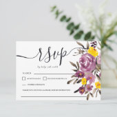 Elegant Purple floral wedding rsvp monogram (Stehend Vorderseite)