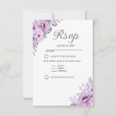 Elegant Purple Floral Wedding Suite RSVP Karte (Vorderseite)