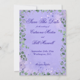 Elegant Purple Florals Wedding Save The Date Card Einladung