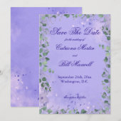 Elegant Purple Florals Wedding Save The Date Card Einladung (Vorne/Hinten)
