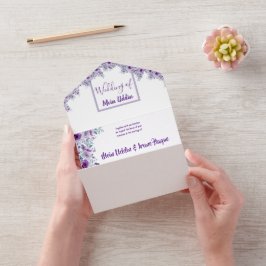 Elegant purple flower all in one einladung