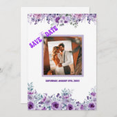 Elegant purple flower save the date (Vorne/Hinten)