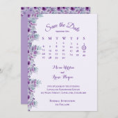 Elegant purple flower save the date (Vorne/Hinten)
