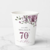 Elegant Purple Flowers 70. Geburtstagsparty Pappbecher (Vorderseite)