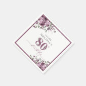 Elegant Purple Flowers 80. Geburtstagsparty Serviette (Ecke)