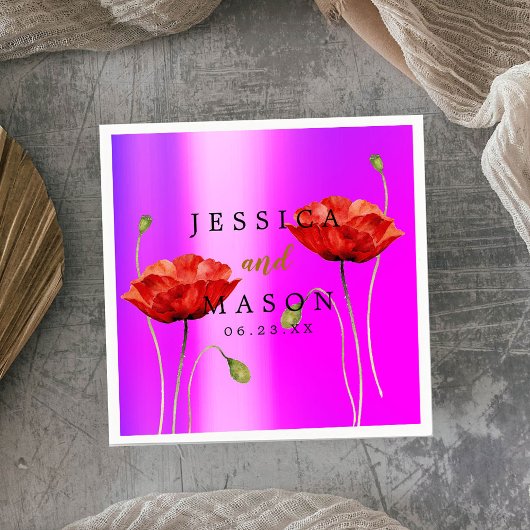 Elegant Purple Flowers Hochzeitcocktail Napkins Serviette