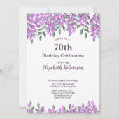 Elegant Purple Flowers Women's 70th Birthday  Einladung (Vorderseite)