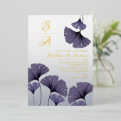 Elegant Purple Ginkgo Foliage Wedding Invitation Folieneinladung (Stehend vorne)