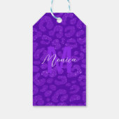 Elegant Purple Glitter Monogram Script Name Geschenkanhänger (Rückseite)