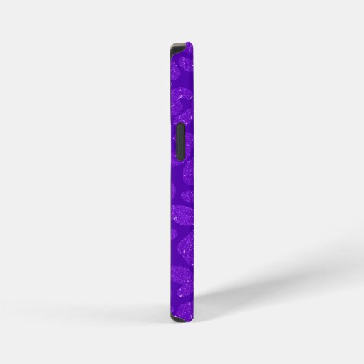 Elegant Purple Glitter Monogram Script Name iPhone Hülle (Rechte Seite)