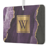Elegant Purple Gold Agate Monogram Autolufterfrischer (Links)