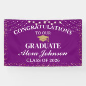 Elegant Purple & Gold Class Of 2026 Graduation Banner (Horizontal)